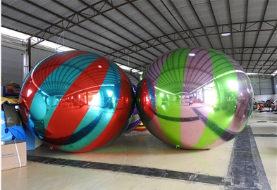 双色拼接色镜面料球舞台装饰球商场活动吊挂充气亮面球