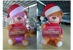 充气圣诞熊圣诞卡通熊带LED灯装饰|充气圣诞节庆装饰产品厂家直销